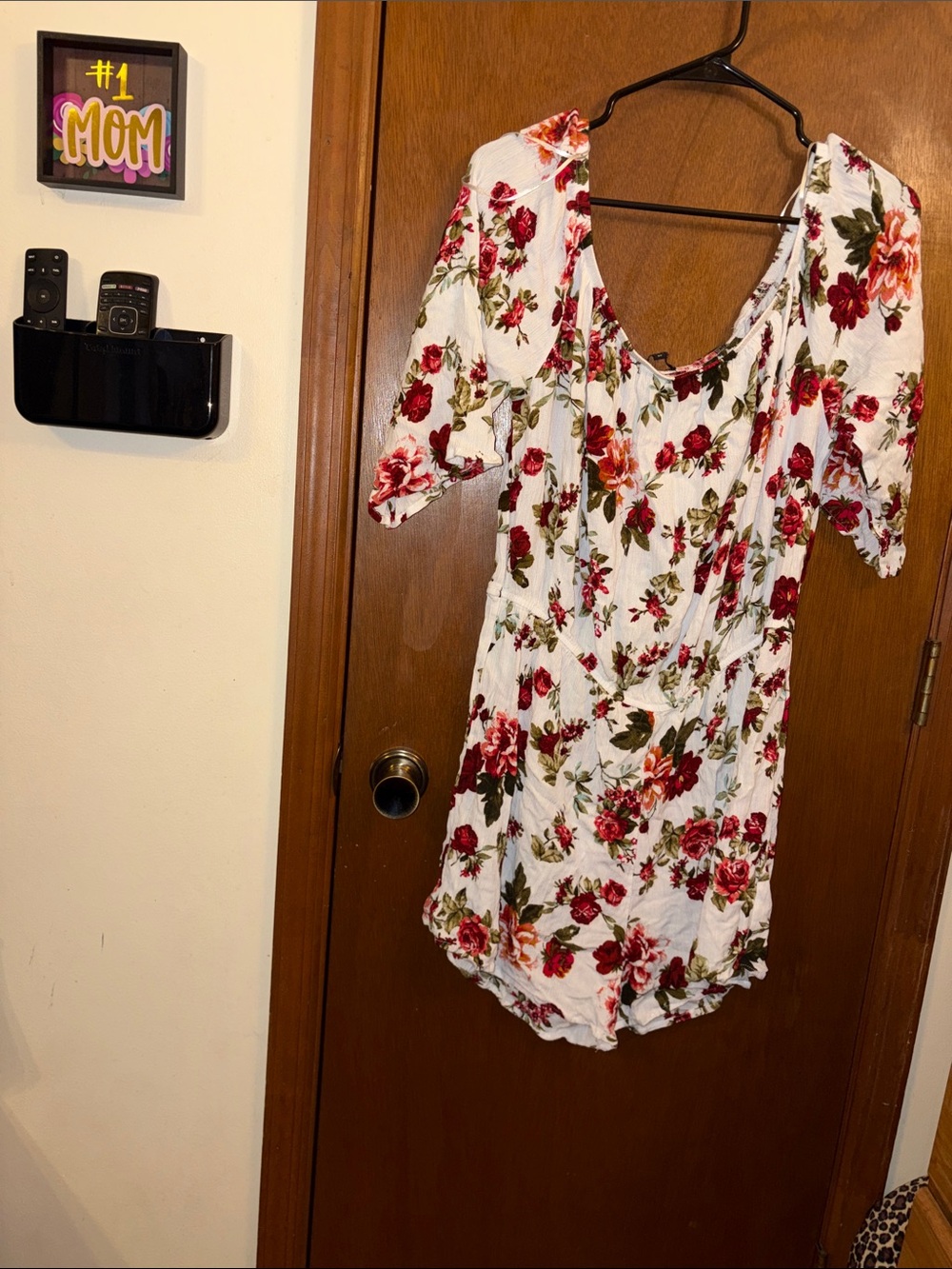 Ambiance White Romper with Red and Pink Floral Print